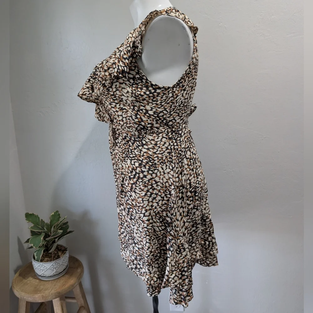 Free People French Quarter Mini Wrap dress cheetah print‎ size L